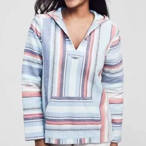 Faherty Pastel Striped Hooded Swim Cover-Up in Light Blue & Pink